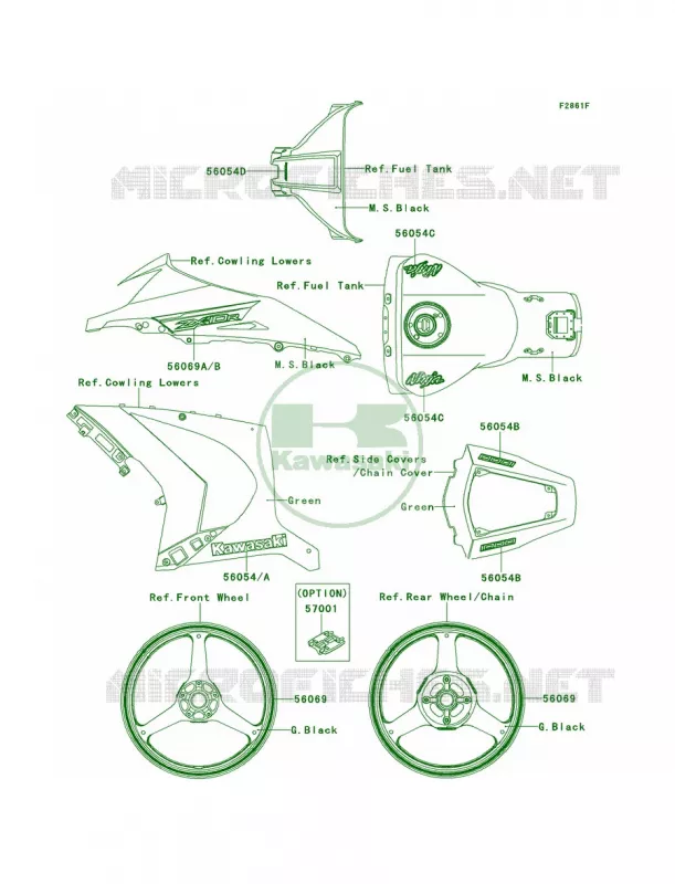DecalsGreenJDF Kawasaki MOTOS 1000 2014 Ninja ZX-10R  ZX1000JEF