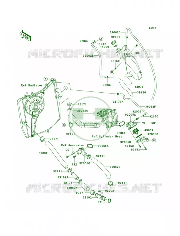 Water Pipe Kawasaki MOTOS 1000 2014 Ninja ZX-10R  ZX1000JEF
