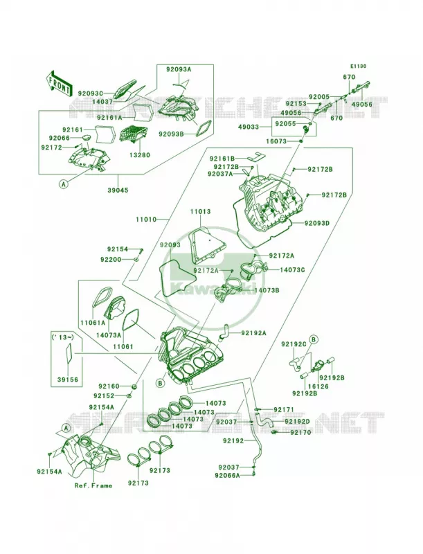 Air Cleaner Kawasaki MOTOS 1000 2014 Ninja ZX-10R ABS  ZX1000KEF