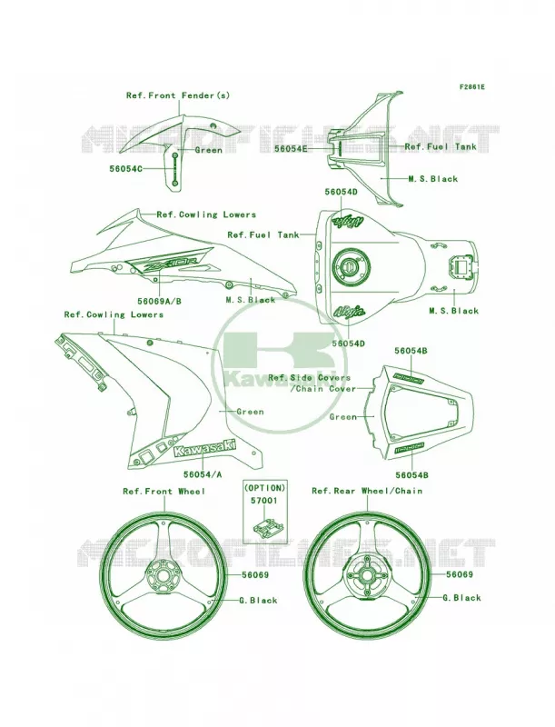 DecalsGreenKDF Kawasaki MOTOS 1000 2014 Ninja ZX-10R ABS  ZX1000KEF