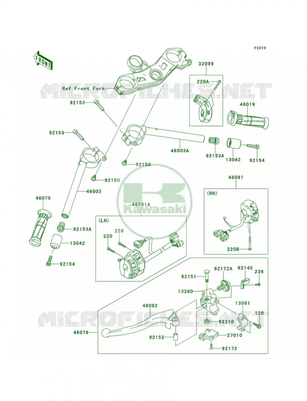 Handlebar Kawasaki MOTOS 1000 2014 Ninja ZX-10R ABS  ZX1000KEF