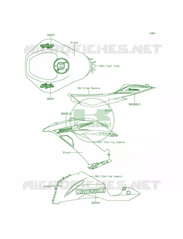 DecalsGreenEDF Kawasaki MOTOS 636 2014 Ninja ZX-6R  ZX636EEF
