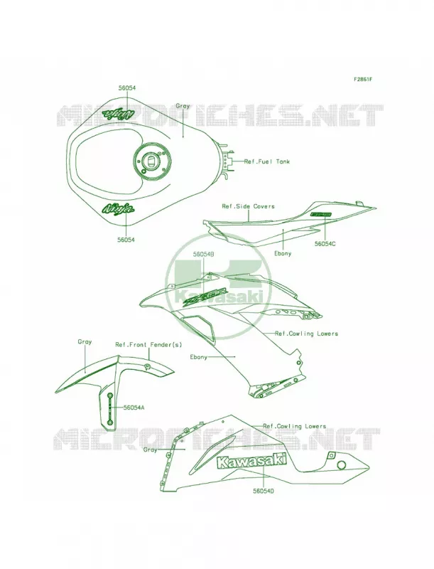 DecalsGrayFFF Kawasaki MOTOS 636 2014 Ninja ZX-6R ABS  ZX636FEF