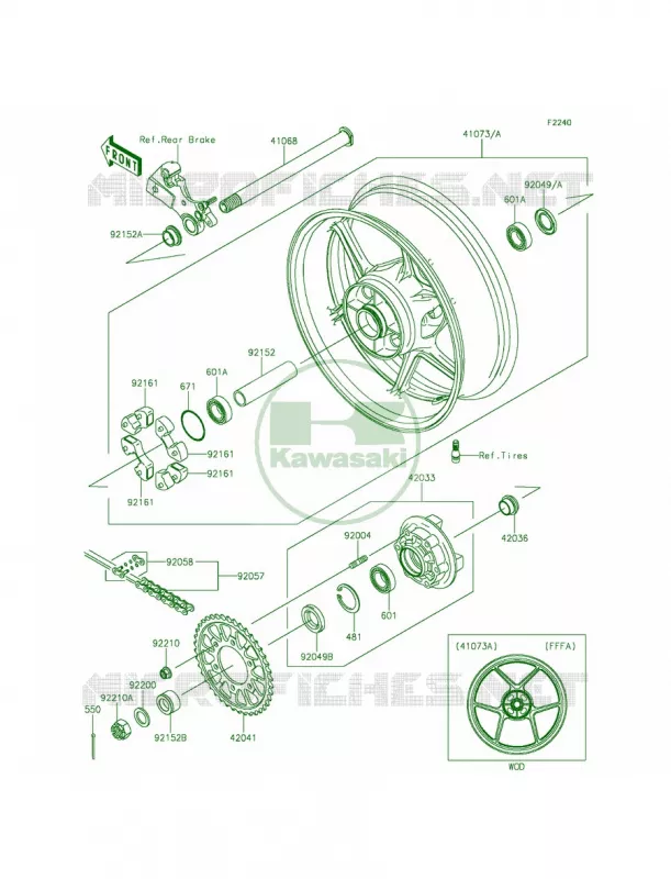 Rear WheelChain Kawasaki MOTOS 636 2014 Ninja ZX-6R ABS  ZX636FEF