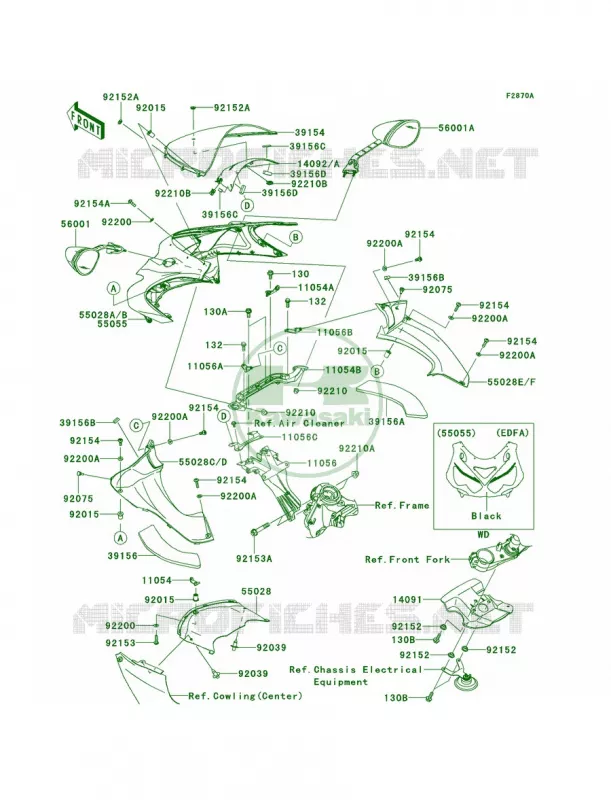 CowlingUpperEDFEDFA Kawasaki MOTOS 1400 2013 Ninja ZX-14R  ZX1400EDF