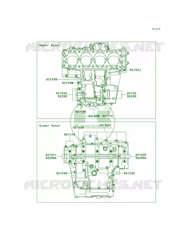 Crankcase Bolt Pattern Kawasaki MOTOS 1400 2013 Ninja ZX-14R ABS  ZX1400FDF