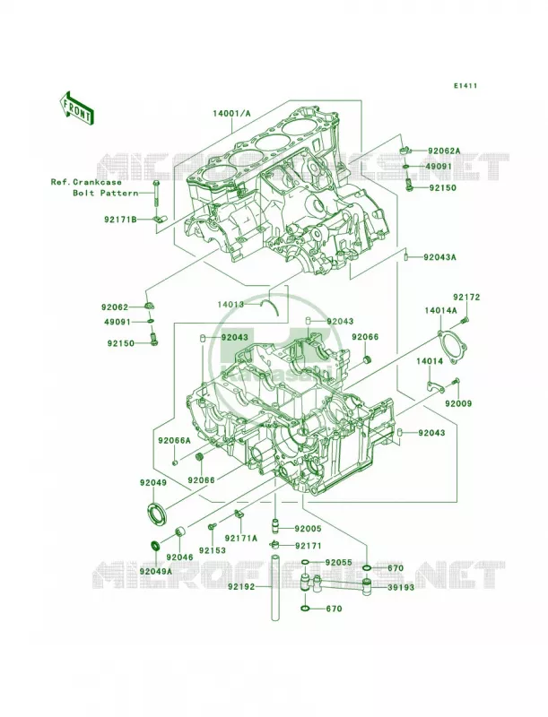 Crankcase Kawasaki MOTOS 1400 2013 Ninja ZX-14R ABS  ZX1400FDF