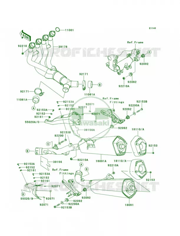 Mufflers Kawasaki MOTOS 1400 2013 Ninja ZX-14R ABS  ZX1400FDF