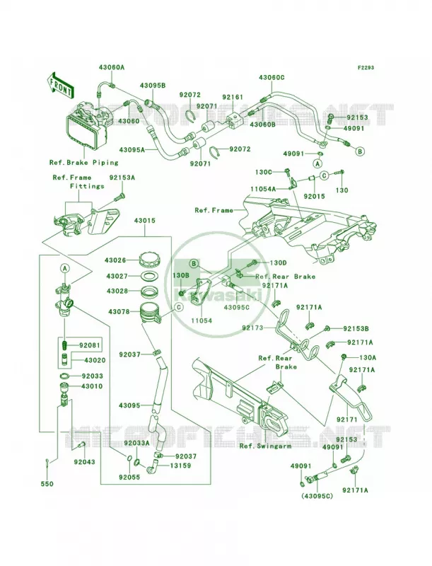 Rear Master Cylinder Kawasaki MOTOS 1400 2013 Ninja ZX-14R ABS  ZX1400FDF