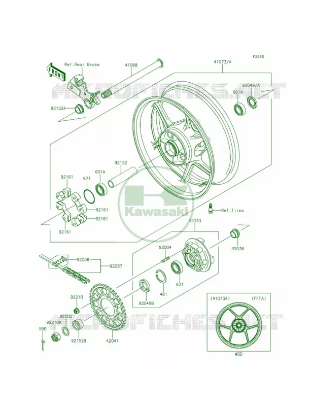 Rear WheelChain Kawasaki MOTOS 636 2013 Ninja ZX-6R ABS  ZX636FDF