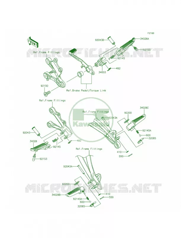 Footrests Kawasaki MOTOS 636 2013 Ninja ZX-6R   ZX636EDF