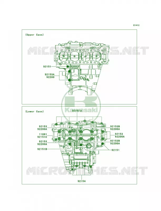 Crankcase Bolt Pattern Kawasaki MOTOS 1000 2012 Ninja ZX-10R  ZX1000JCF