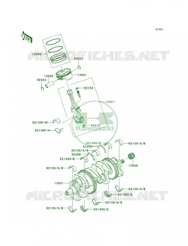 CrankshaftPistons Kawasaki MOTOS 1000 2012 Ninja ZX-10R  ZX1000JCF