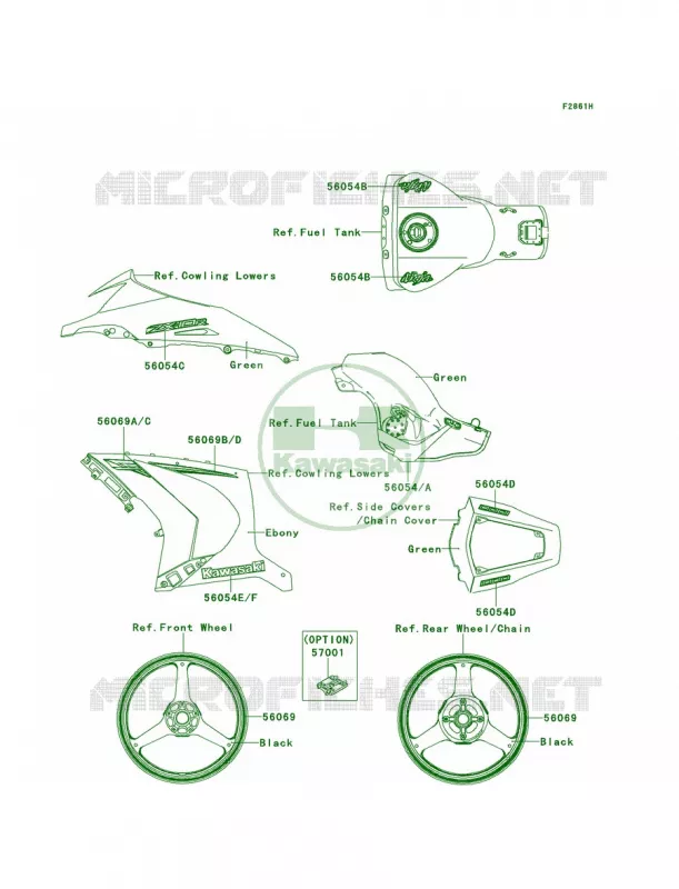 DecalsGreenJEF Kawasaki MOTOS 1000 2012 Ninja ZX-10R  ZX1000JCF