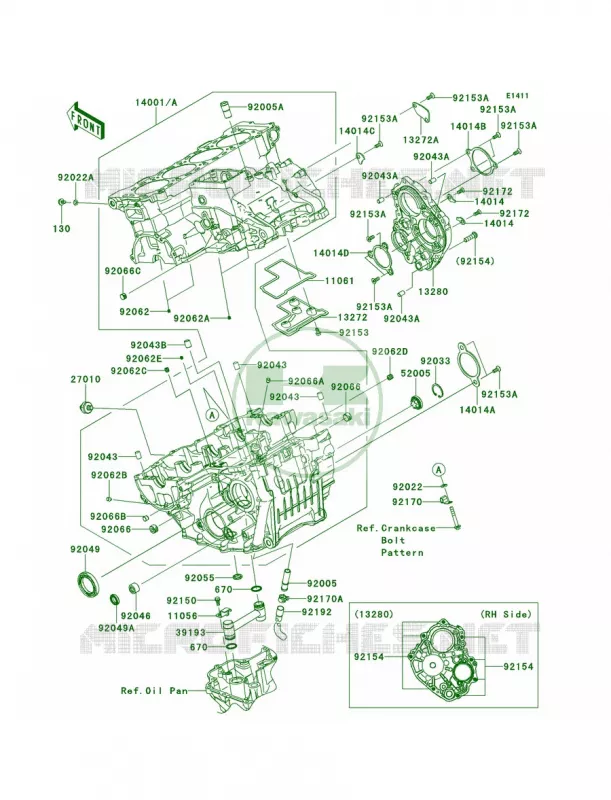 Crankcase Kawasaki MOTOS 1000 2012 Ninja ZX-10R ABS  ZX1000KCF
