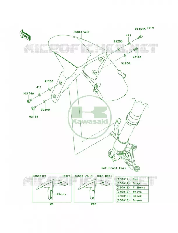 Front Fenders Kawasaki MOTOS 1000 2012 Ninja ZX-10R ABS  ZX1000KCF