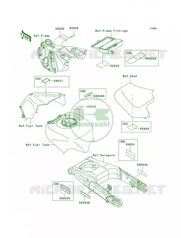 Labels Kawasaki MOTOS 1400 2011 Ninja ZX-14  ZX1400CBF