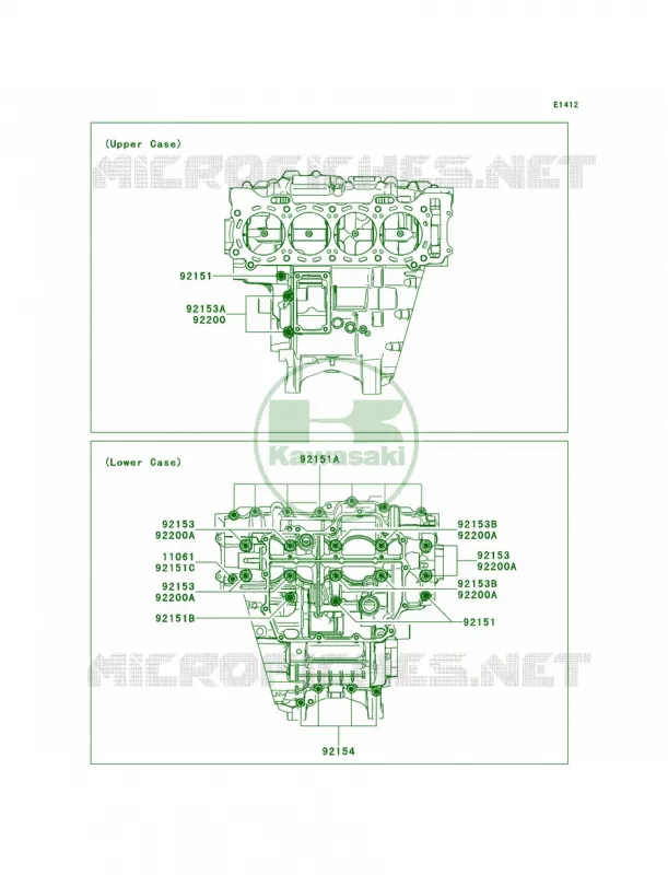 Crankcase Bolt Pattern Kawasaki MOTOS 1000 2011 Ninja ZX-10R  ZX1000JBF