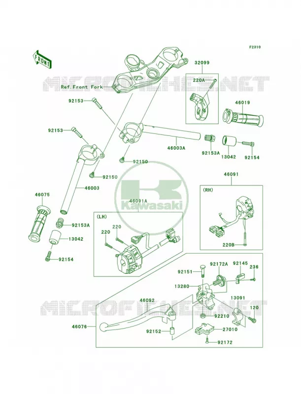 Handlebar Kawasaki MOTOS 1000 2011 Ninja ZX-10R ABS  ZX1000KBF