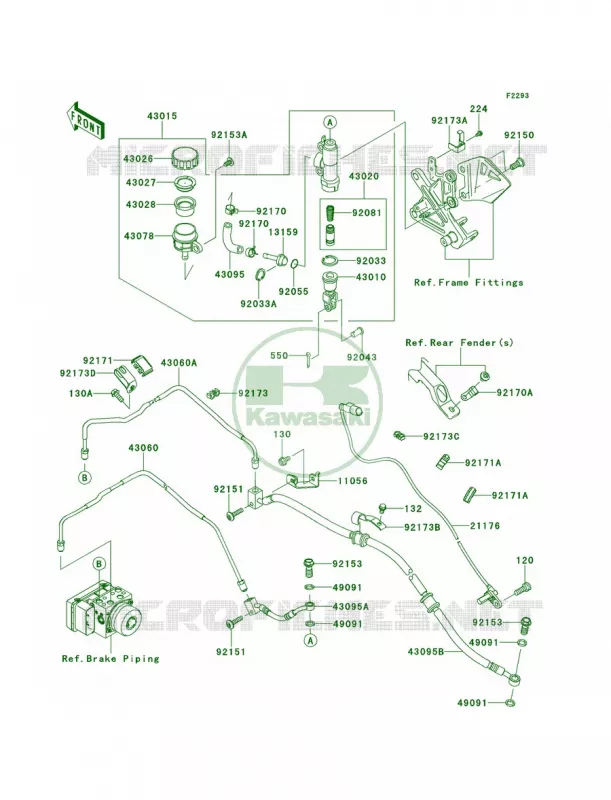 Rear Master Cylinder Kawasaki MOTOS 1000 2011 Ninja ZX-10R ABS  ZX1000KBF