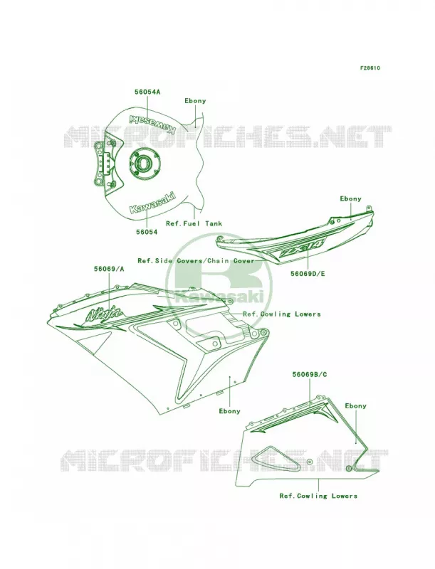 DecalsEbonyCBF Kawasaki MOTOS 1400 2010 Ninja ZX-14  ZX1400CAF