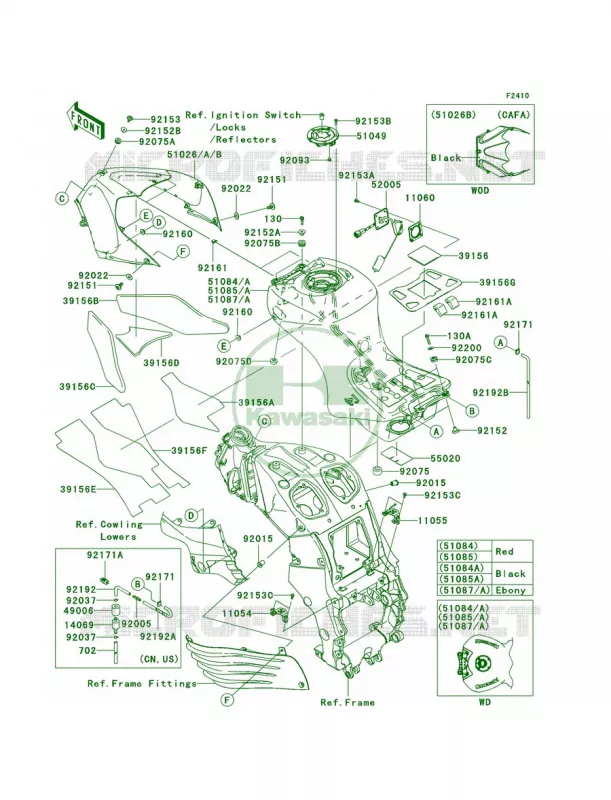 Fuel Tank Kawasaki MOTOS 1400 2010 Ninja ZX-14  ZX1400CAF