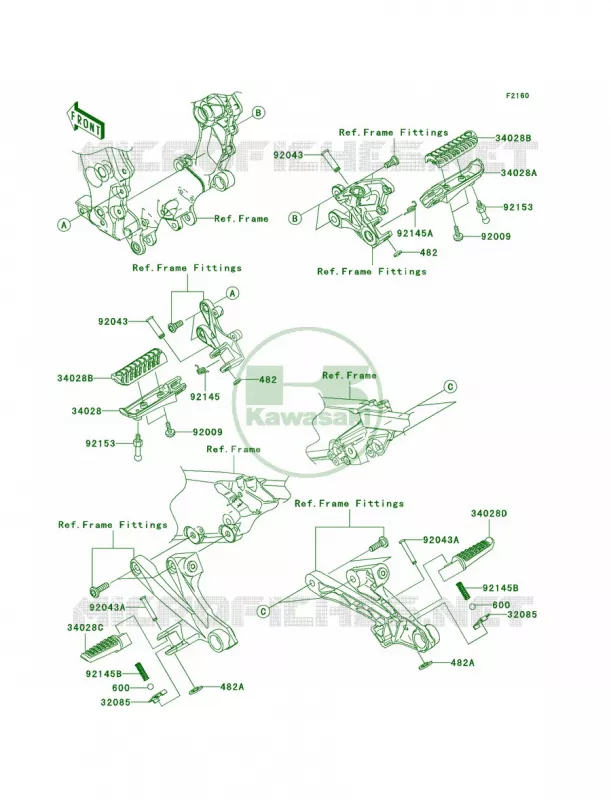 Footrests Kawasaki MOTOS 1400 2009 Ninja ZX-14  ZX1400C9F