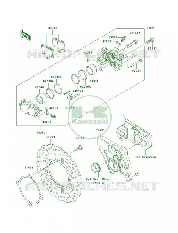 Rear Brake Kawasaki MOTOS 1400 2009 Ninja ZX-14  ZX1400C9F