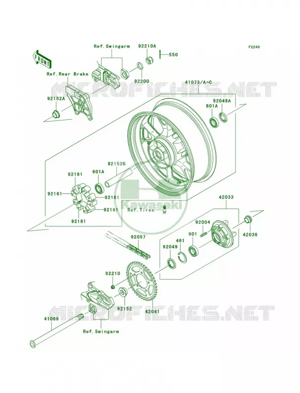 Rear WheelChain Kawasaki MOTOS 1400 2009 Ninja ZX-14  ZX1400C9F