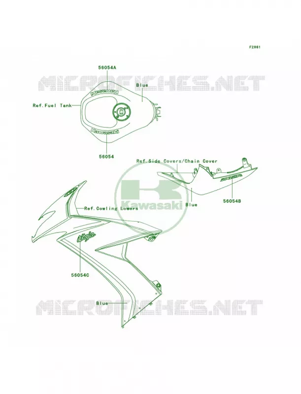 DecalsBlueE8FCAUS Kawasaki MOTOS 1000 2009 Ninja ZX-10R  ZX1000E9F