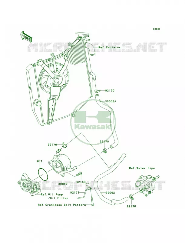 Oil Cooler Kawasaki MOTOS 1000 2009 Ninja ZX-10R  ZX1000E9F