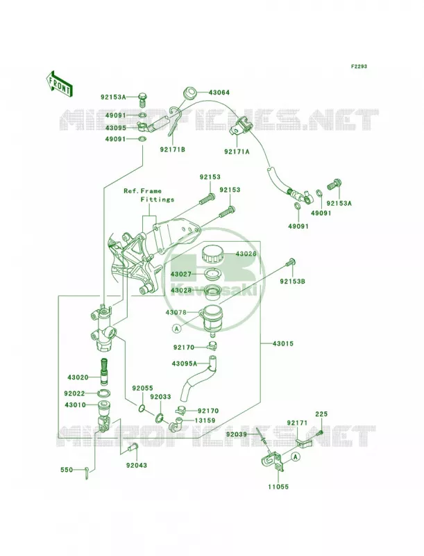 Rear Master Cylinder Kawasaki MOTOS 1000 2009 Ninja ZX-10R  ZX1000E9F