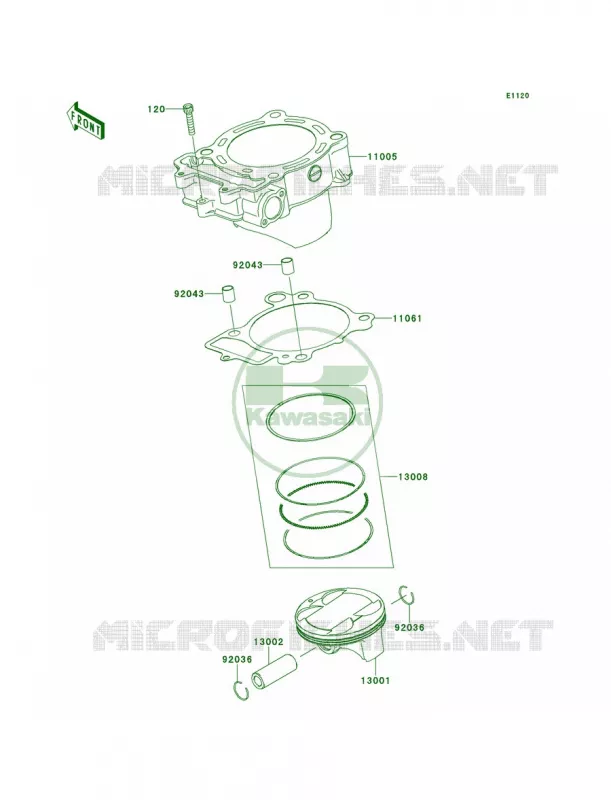 CylinderPistons Kawasaki MOTOS 450 2014 KLX450R  KLX450AEF