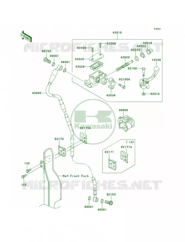 Front Master Cylinder Kawasaki MOTOS 450 2014 KLX450R  KLX450AEF