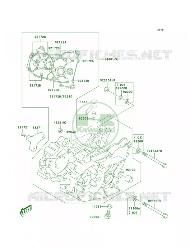Crankcase Kawasaki MOTOS 50 2003 KDX50  KDX50-A1
