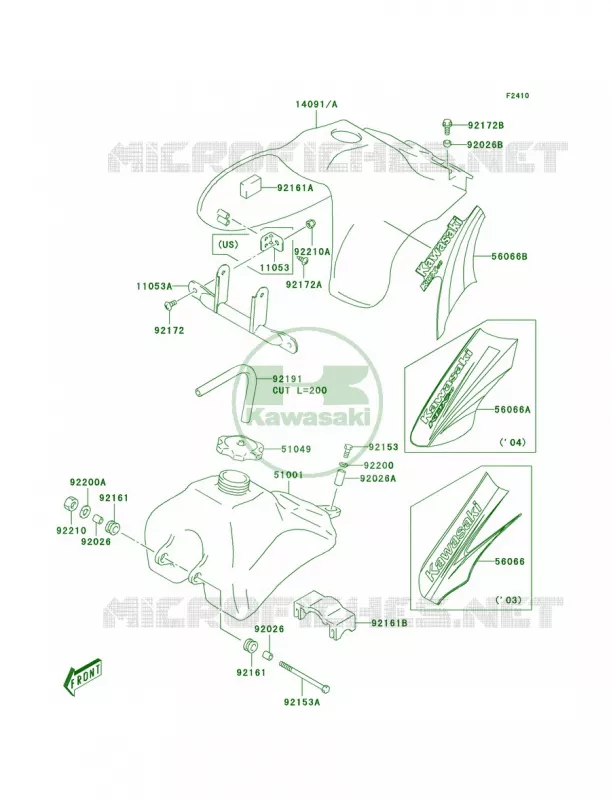 Fuel Tank Kawasaki MOTOS 50 2003 KDX50  KDX50-A1