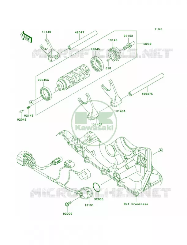 Gear Change DrumShift Forks Kawasaki MOTOS 1000 2008 Ninja ZX-10R  ZX1000E8F