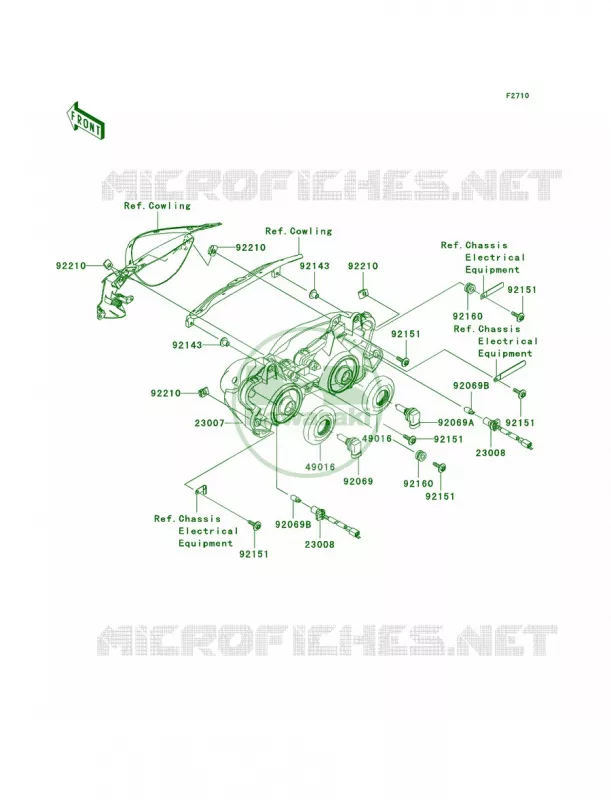 Headlights Kawasaki MOTOS 1000 2008 Ninja ZX-10R  ZX1000E8F