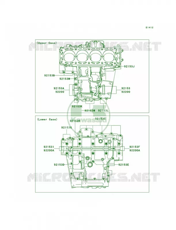 Crankcase Bolt Pattern Kawasaki MOTOS 1400 2008 Ninja ZX-14  ZX1400C8F