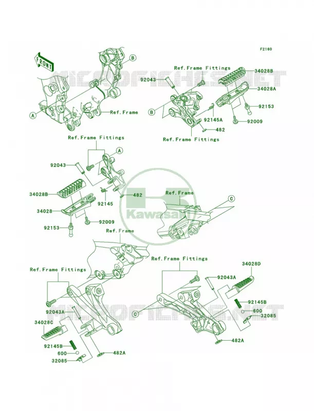 Footrests Kawasaki MOTOS 1400 2008 Ninja ZX-14  ZX1400C8F
