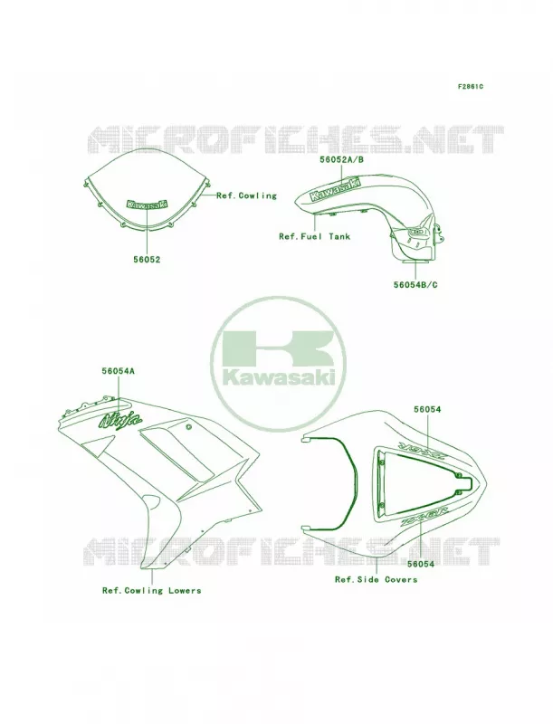 DecalsRedP7F Kawasaki MOTOS 600 2008 Ninja ZX-6R  ZX600P8F