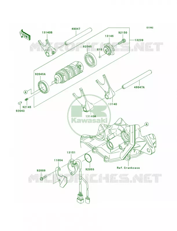 Gear Change DrumShift Forks Kawasaki MOTOS 600 2008 Ninja ZX-6R  ZX600P8F