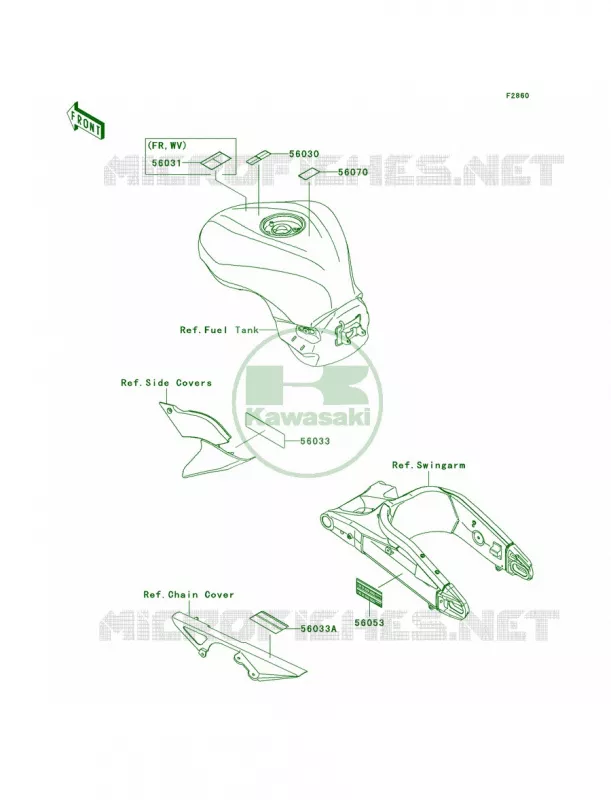 Labels Kawasaki MOTOS 600 2008 Ninja ZX-6R  ZX600P8F
