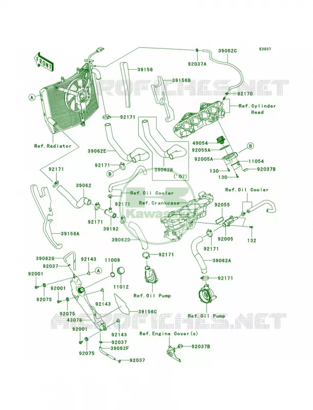 Water Pipe Kawasaki MOTOS 600 2008 Ninja ZX-6R  ZX600P8F