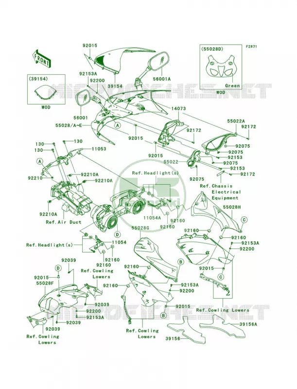 Cowling Kawasaki MOTOS 600 2008 Ninja ZX-6R   ZX600P8FA