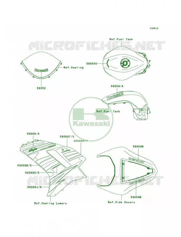 DecalsEbonyP8FA Kawasaki MOTOS 600 2008 Ninja ZX-6R   ZX600P8FA