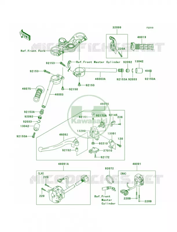 Handlebar Kawasaki MOTOS 600 2008 Ninja ZX-6R   ZX600P8FA