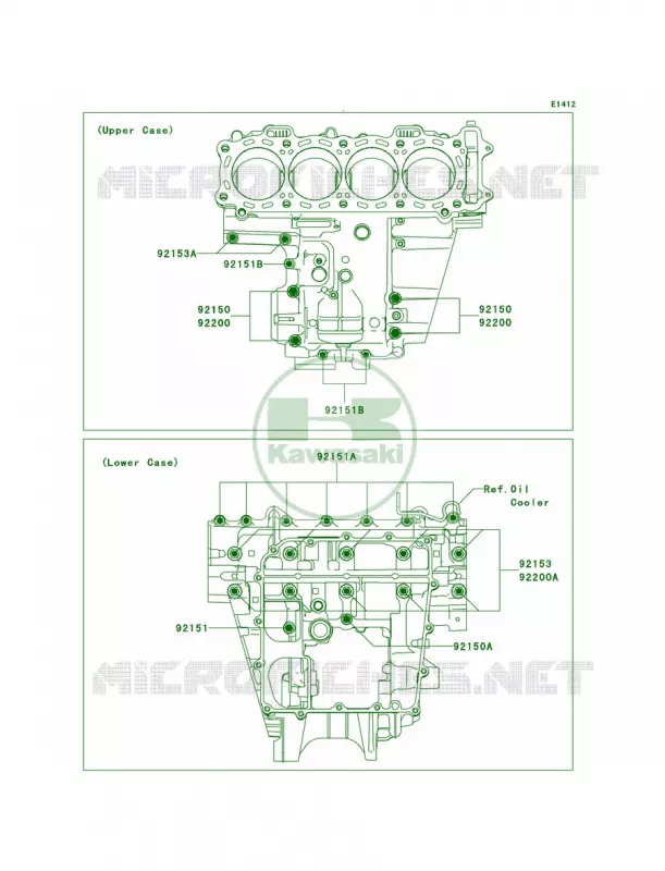 Crankcase Bolt Pattern Kawasaki MOTOS 1000 2007 Ninja ZX-10R  ZX1000D7FA