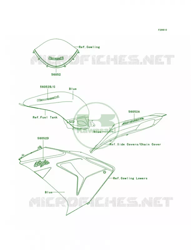 DecalsBlueD7F Kawasaki MOTOS 1000 2007 Ninja ZX-10R  ZX1000D7FA