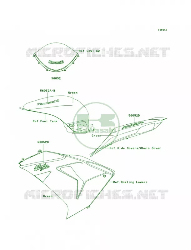 DecalsGreenD6F Kawasaki MOTOS 1000 2007 Ninja ZX-10R  ZX1000D7FA